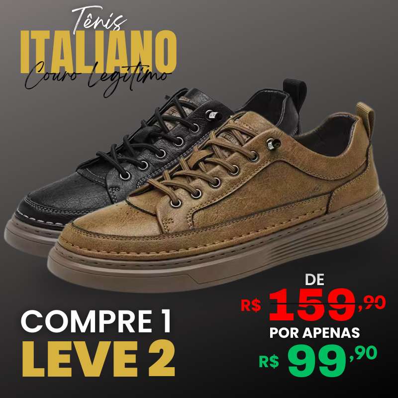 [COMPRE 1 LEVE 2] Tênis Ortopédico Italiano de Couro Legitimo
