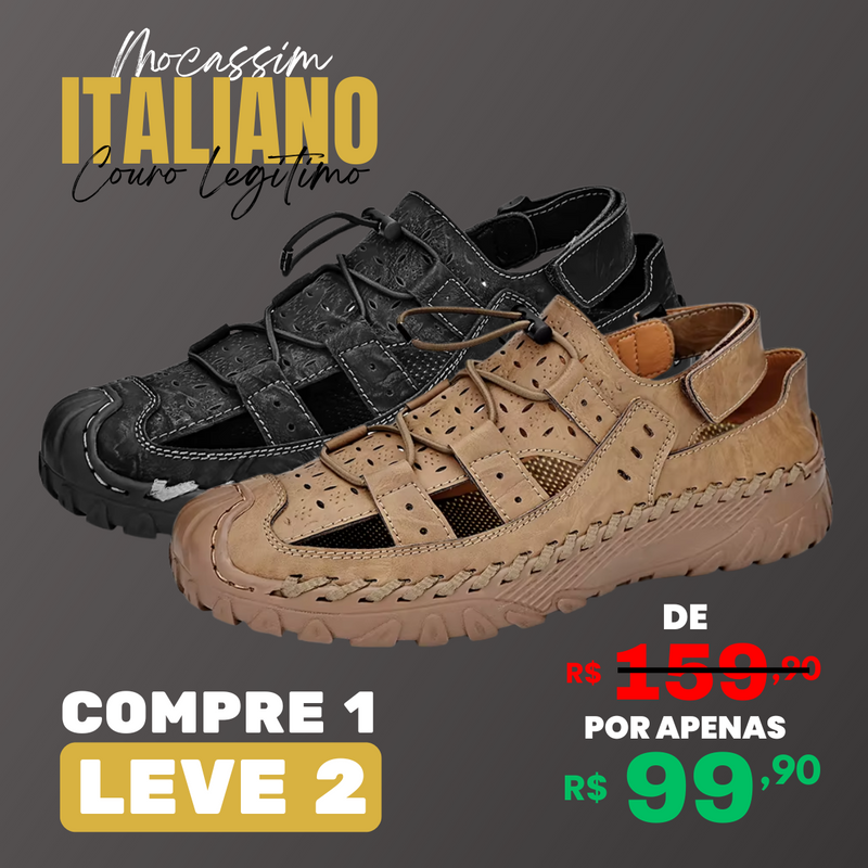 [ COMPRE 1 E LEVE 2 ] Mocassim Ortopédico Italiano em Couro Legítimo