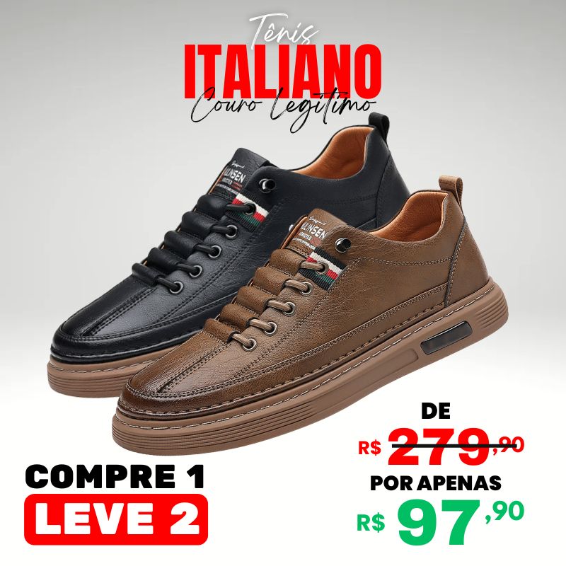 Kit 2 Tênis Ortopédico Italiano de Couro Legitimo (EM LIQUIDAÇÃO 2025)